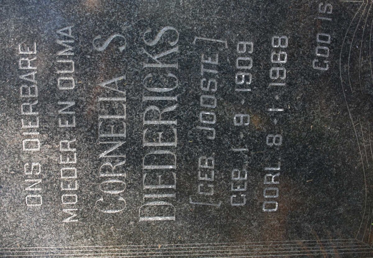 DIEDERICKS Cornelia S. nee JOOSTE 1909-1968