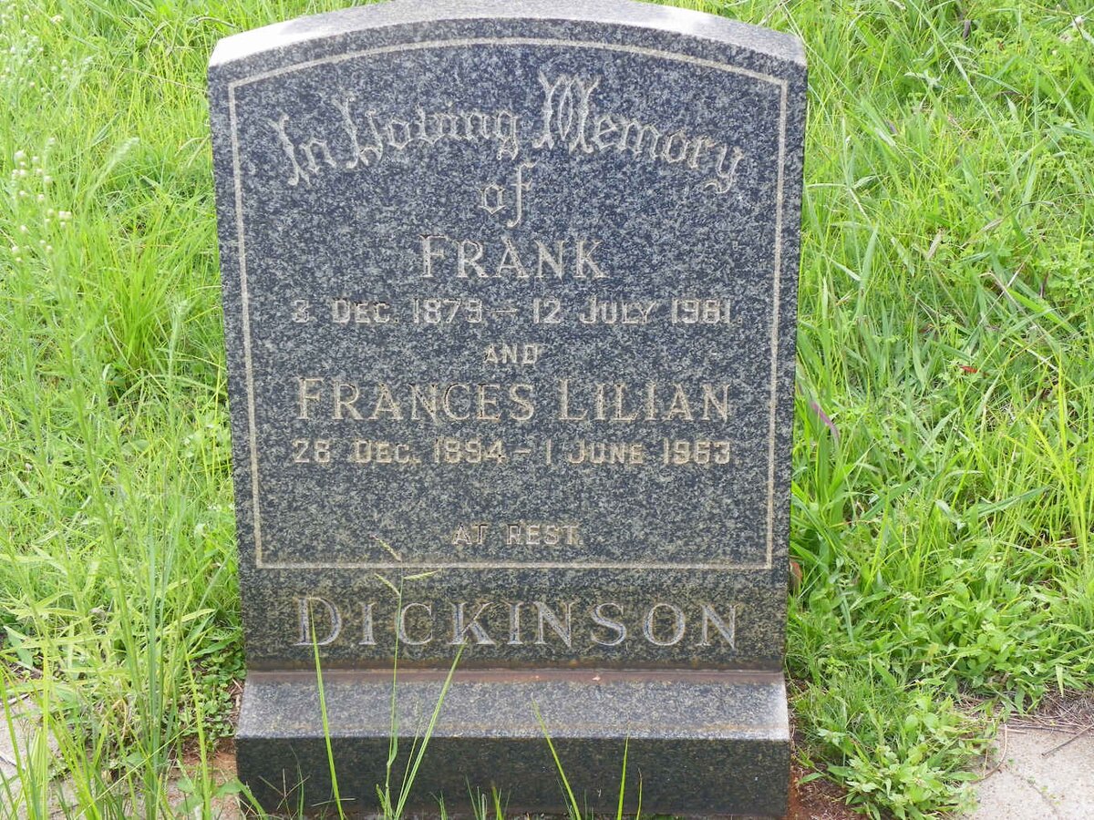 DICKINSON Frank 1879-1981 &amp; Frances Lilian 1894-1963