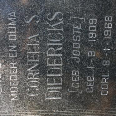 DIEDERICKS Cornelia S. nee JOOSTE 1909-1968