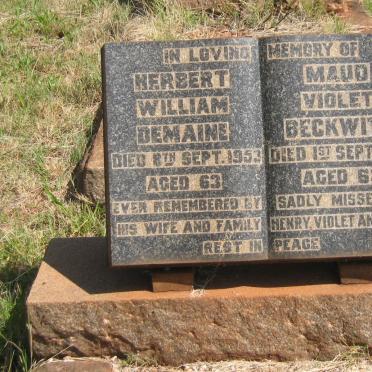 DEMAINE Herbert William -1953 &amp; Maud Violet BECKWITH -1959