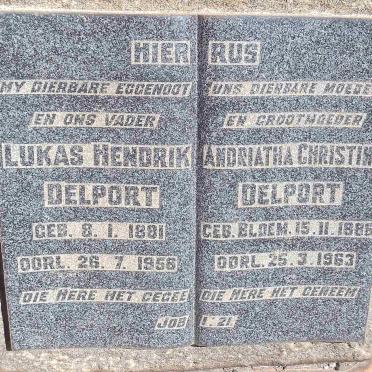 DELPORT Lukas Hendrik 1881-1956 &amp; Andriatha Christina BLOEM 1886-1963
