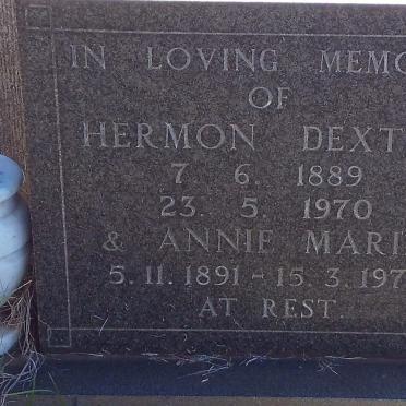 DEXTER Hermon 1889-1970 &amp; Annie Maria 1891-1976