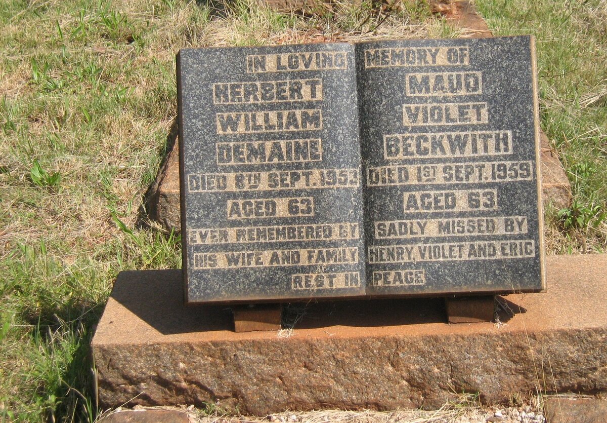 DEMAINE Herbert William -1953 &amp; Maud Violet BECKWITH -1959