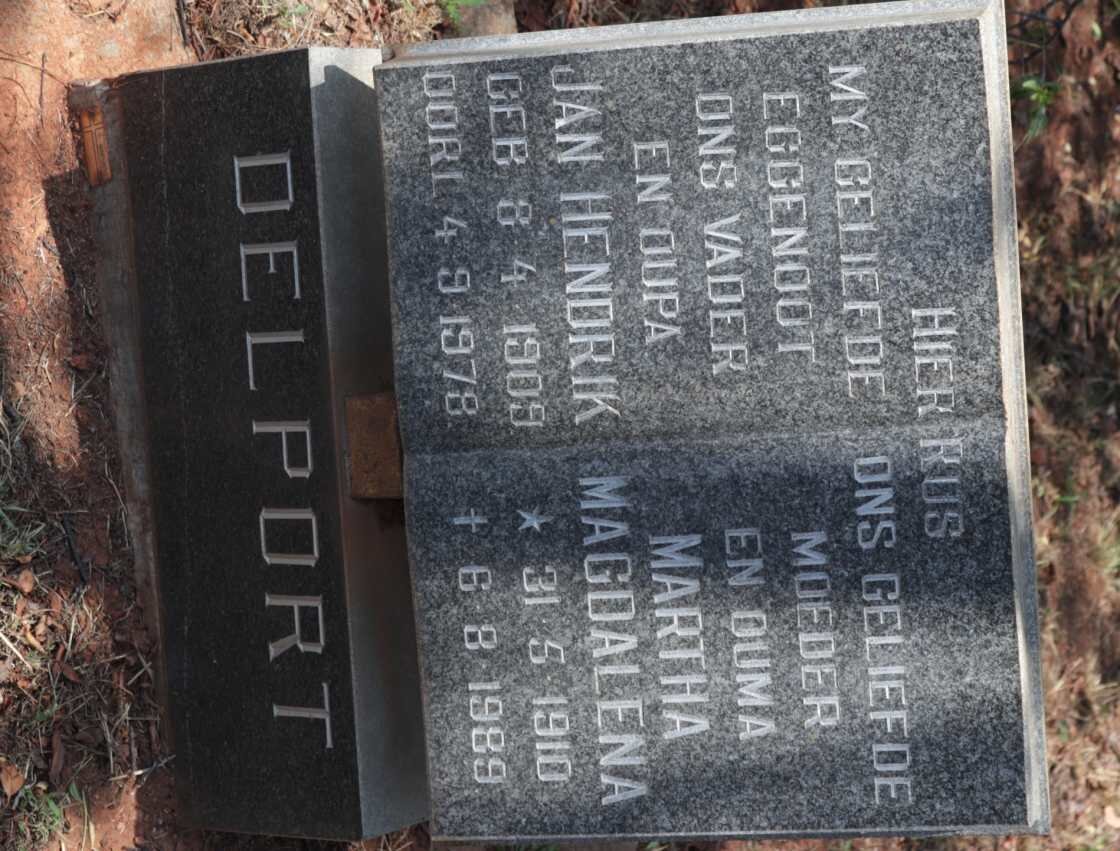 DELPORT Jan Hendrik 1909-1978 &amp; Martha Magdalena 1910-1989