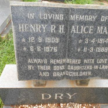 DRY Henry R.H. 1909-1976 &amp; Alice Maud 1914-1988