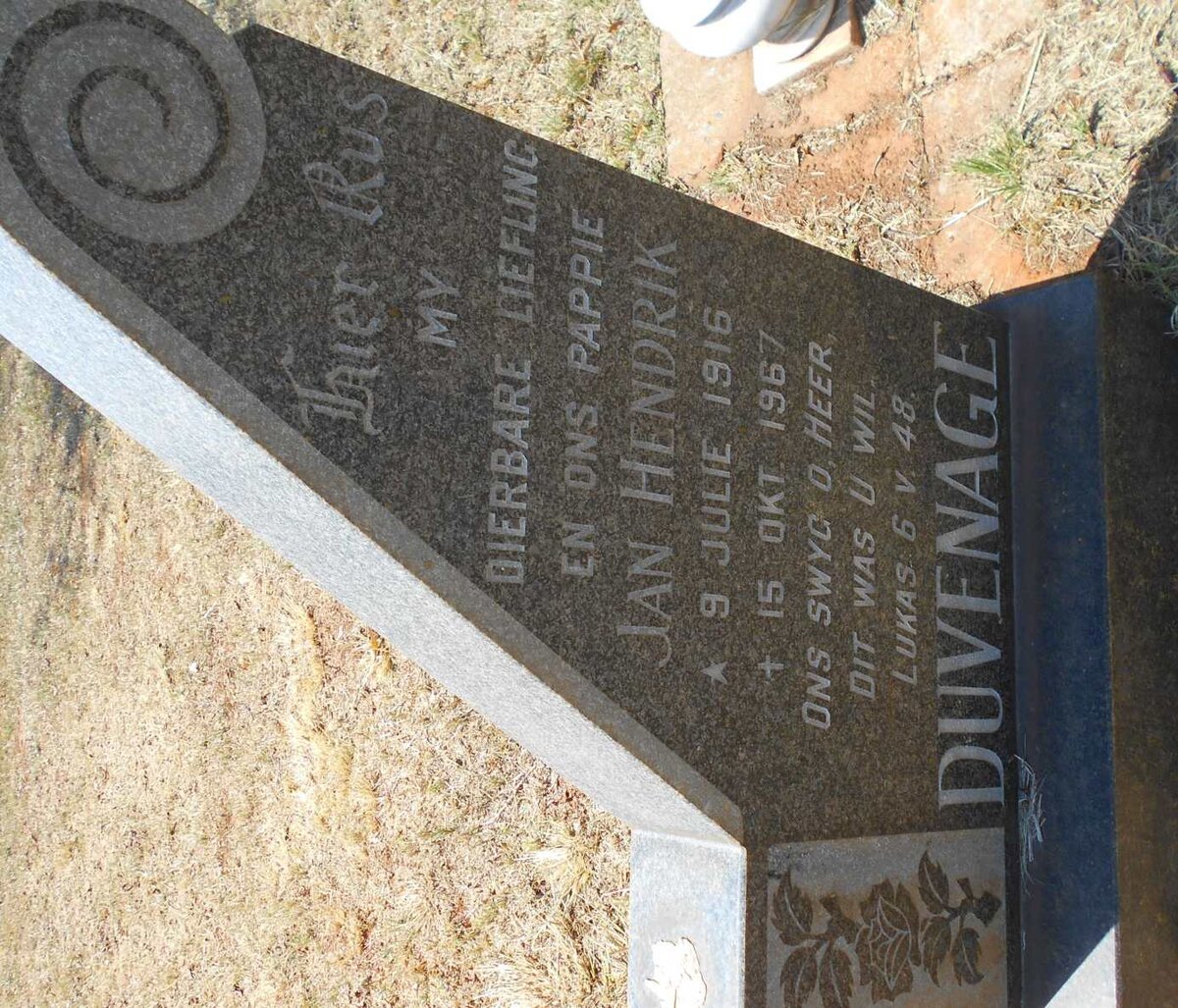 DUVENAGE Jan Hendrik 1916-1967