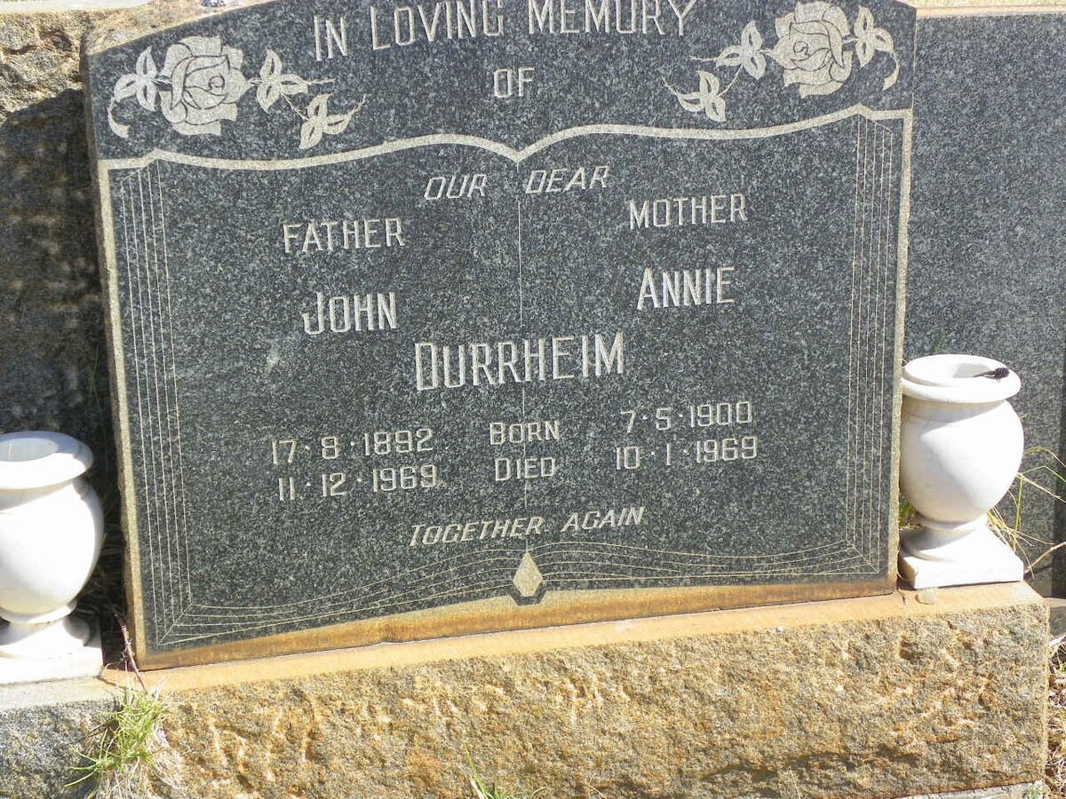 DURRHEIM John 1892-1969 &amp; Annie 1900-1969