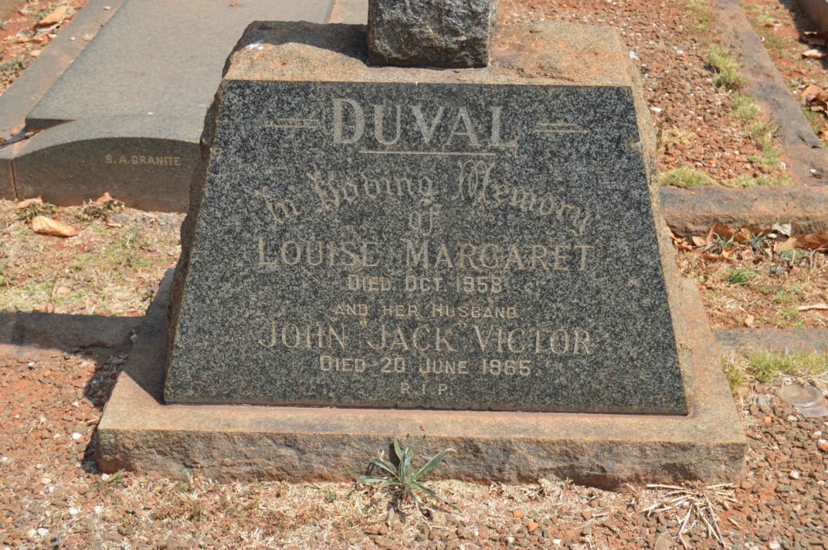 DUVAL John Victor -1965 &amp; Louise Margaret -1958