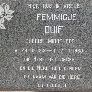 DUIF Femmigje nee MIDDELBOS 1912-1980