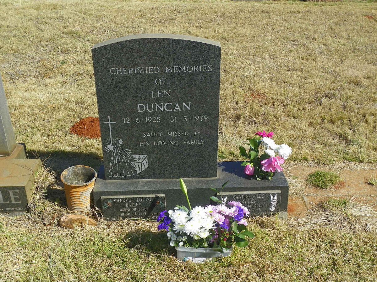 DUNCAN Len 1925-1979 :: BAILEY Sheryl-Louise 1958-1996 :: BAILEY Candice-Lee 1984-1996
