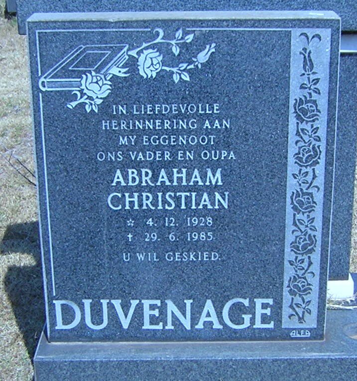 DUVENAGE Abraham Christian 1928-1985