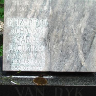DYK Elizabeth Johanna Maria Jacomina, van nee VAN ROOYEN 1910-1987