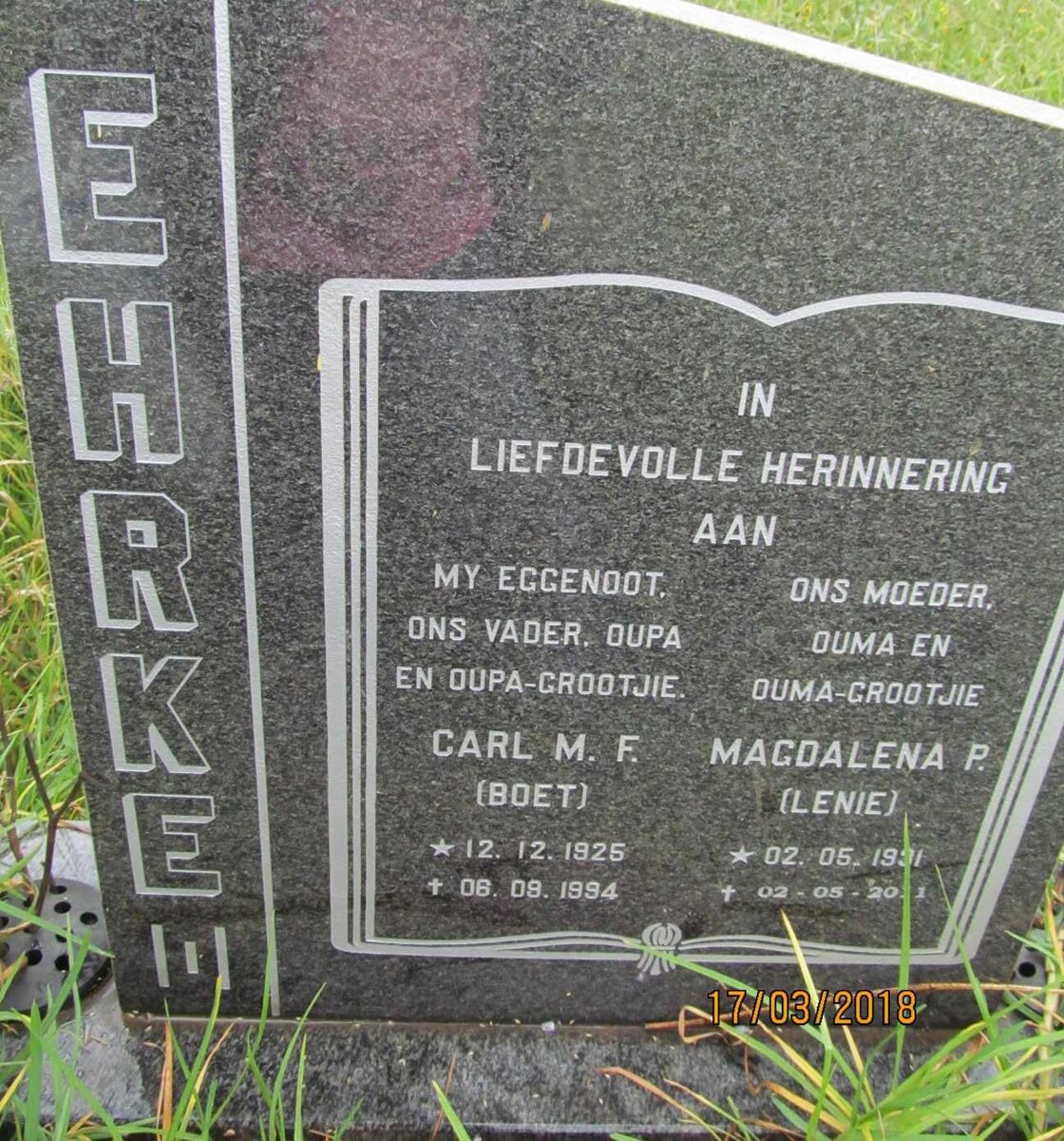 EHRKE Carl M.F. 1925-1994 &amp; Magdalena P. 1931-2011