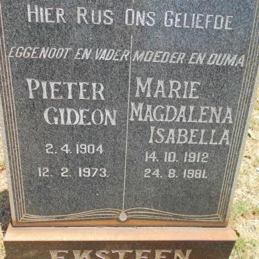 EKSTEEN Pieter Gideon 1904-1973 &amp; Marie Magdalena Isabella 1912-1981