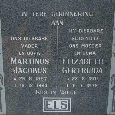 ELS Marthinus Jacobus 1897-1983 &amp; Elizabeth Gertruida 1901-1979