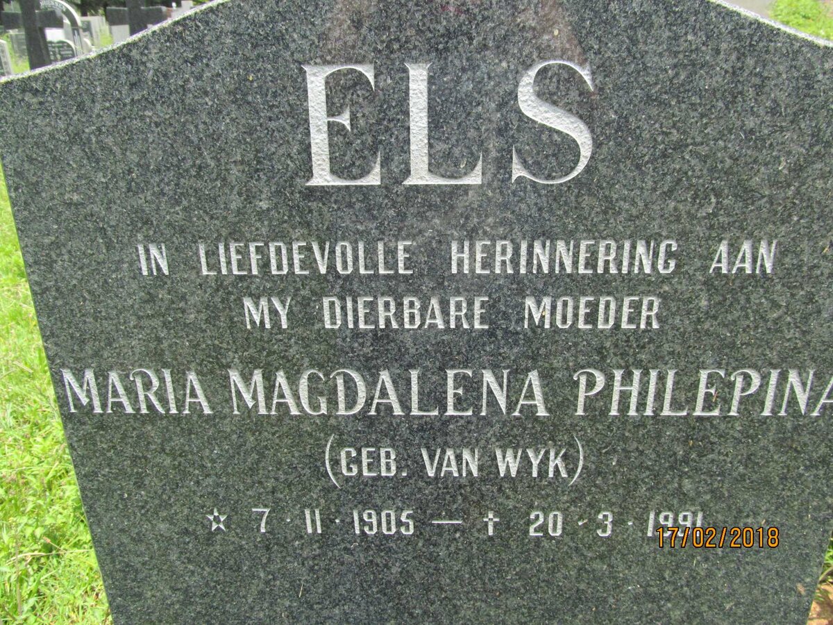 ELS Maria Magdalena Philepina nee VAN WYK 1905-1991