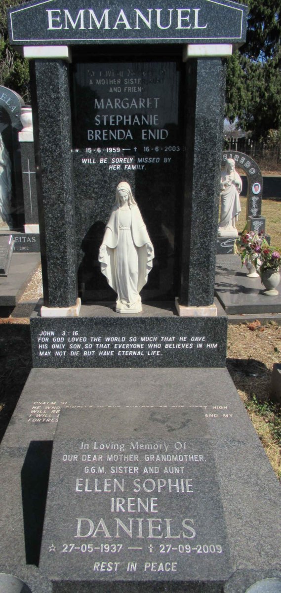 EMMANUEL Margaret Stephanie Brenda Enid 1959-2003 :: DANIELS Ellen Sophie Irene 1937-2009