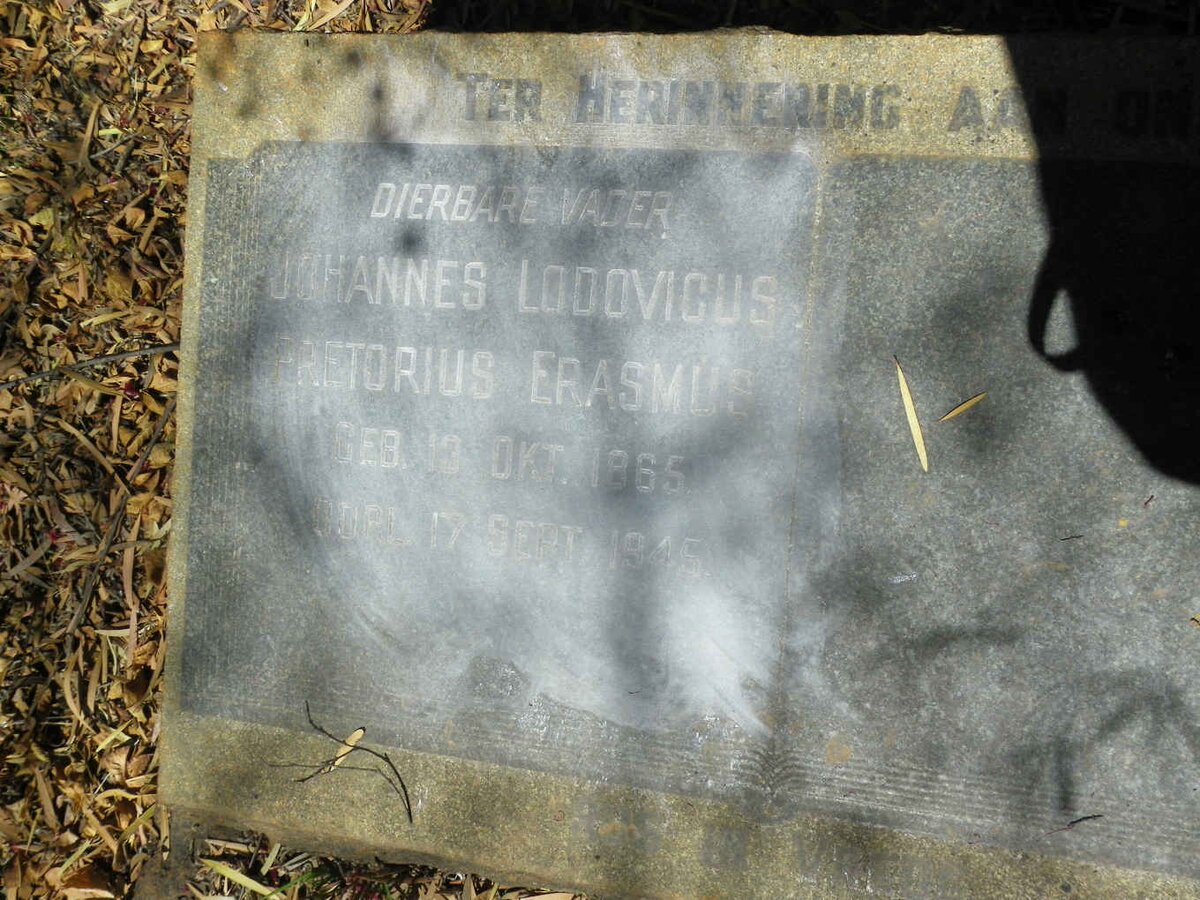 ERASMUS Johannes Lodovicus Pretorius 1865-1945