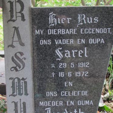 ERASMUS Sarel 1912-1972 &amp; Judith 1912-1986