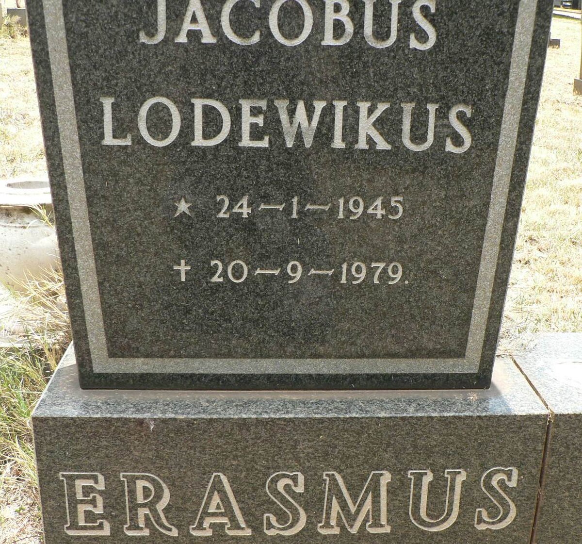 ERASMUS Jacobus Lodewikus 1945-1979