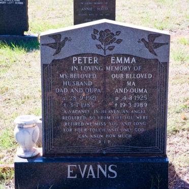 EVANS Peter 1921-1985 &amp; Emma 1925-1989