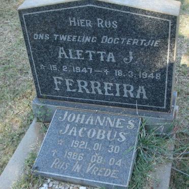 FERREIRA Johannes Jacobus 1921-1986 :: FERREIRA Aletta J. 1947-1948