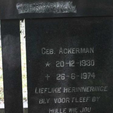 FERREIRA Dorie nee ACKERMAN 1930-1974