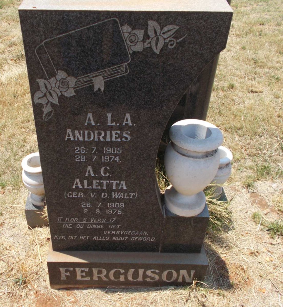 FERGUSON A.L.A. 1905-1974 &amp; A.C. V.D. WALT 1909-1975