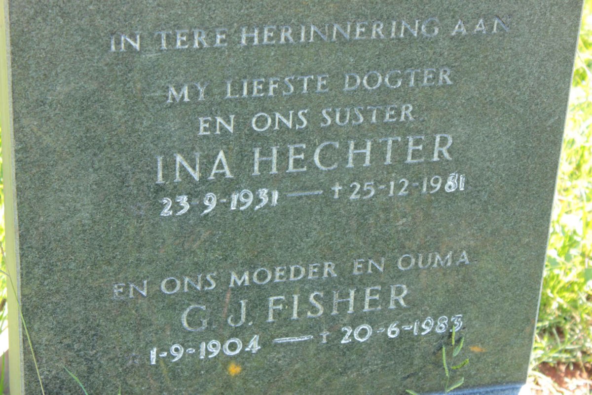 FISHER G.J. 1904-1983 :: HECHTER Ina 1931-1981