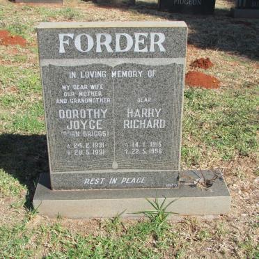 FORDER Harry Richard 1915-1996 Dorothy Joyce BRIGGS 1931-1991
