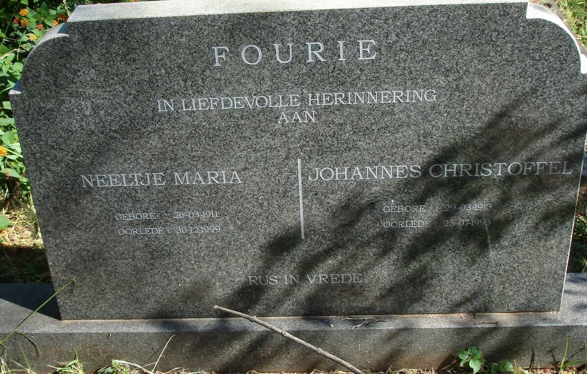 FOURIE Johannes Christoffel 1913-1993 &amp; Neeltje Maria 1911-1999