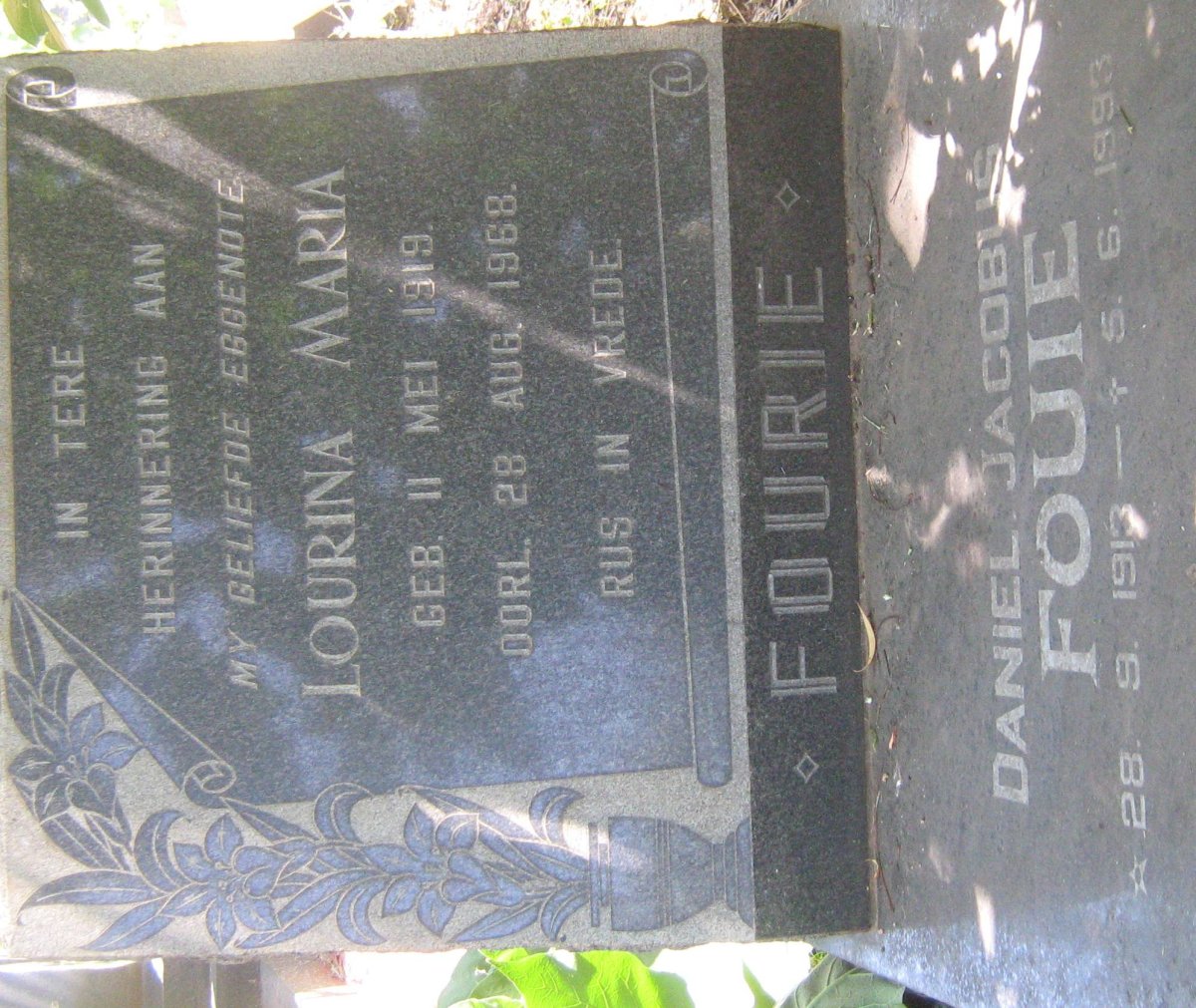 FOURIE Daniel Jacobus 1913-1993 &amp; Lourina Maria 1919-1968