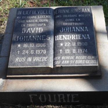 FOURIE David Johannes 1906-1970 &amp; Johanna Hendriena 1900-1974