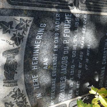 FOURIE Johannes Jacob du P. 1910-1958 &amp; Johanna Christina 1906-1998