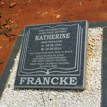 FRANCKE Katherine nee MINNAAR 1941-2014