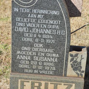 FRITZ David Johannes H.C. 1894-1971 &amp; Anna Susanna 1895-1978