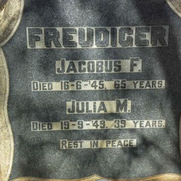 FREUDIGER Jacobus F. -1945 &amp; Julia M. -1949