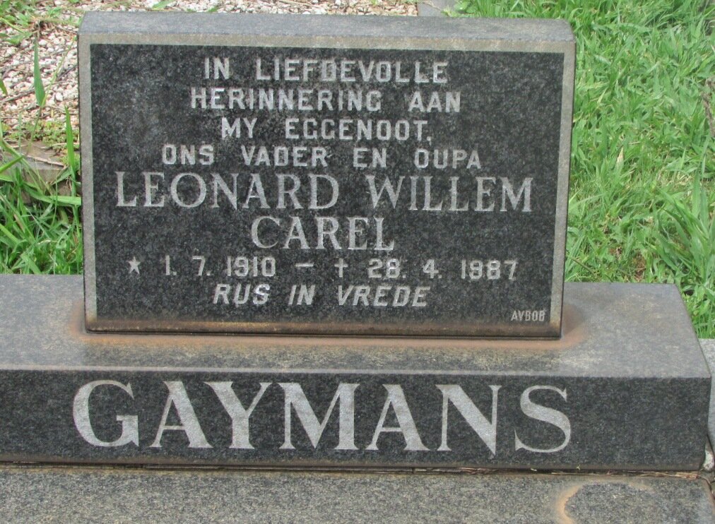 GAYMANS Leonard Willem Carel 1910-1987