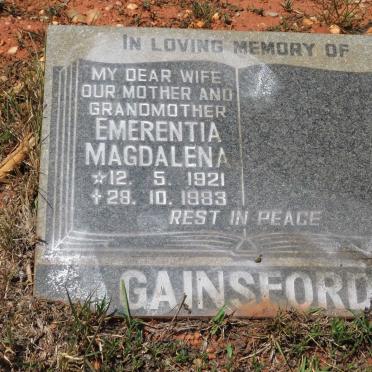 GAINSFORD Emerentia Magdalena 1921-1983