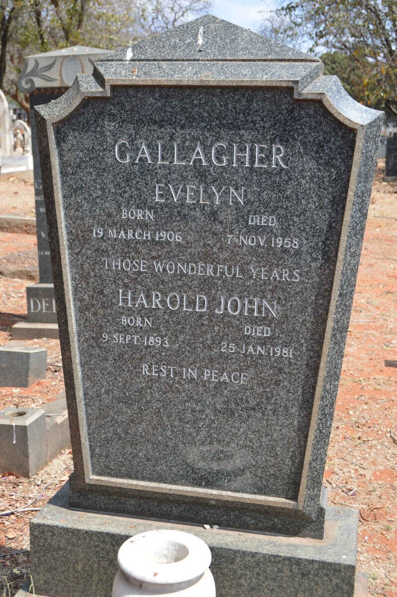 GALLAGHER Harold John 1893-1981 :: GALLAGHER Evelyn 1906-1958