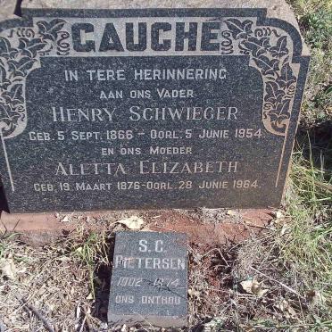 GAUCHÉ Henry Schwieger 1866-1954 &amp; Aletta Elizabeth 1876-1964 :: PIETERSEN S.C. 1902-1974