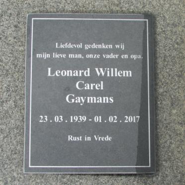 GAYMANS Leonard Willem Carel 1939-2017