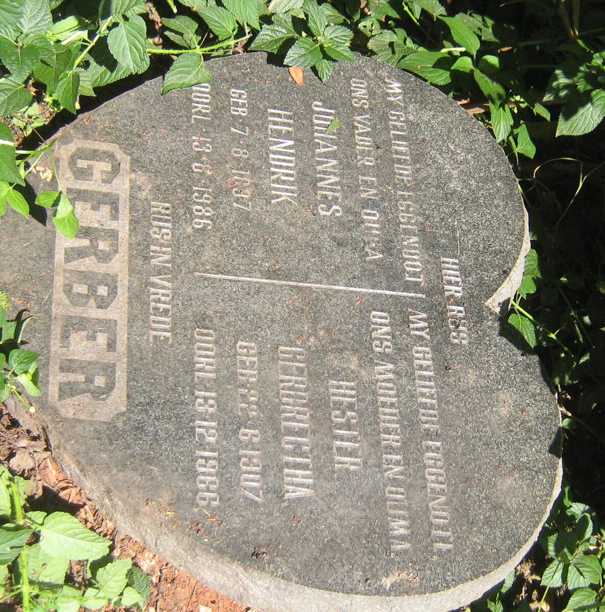 GERBER Johannes Hendrik 1897-1986 &amp; Hester Gerbrectha 1907-1986