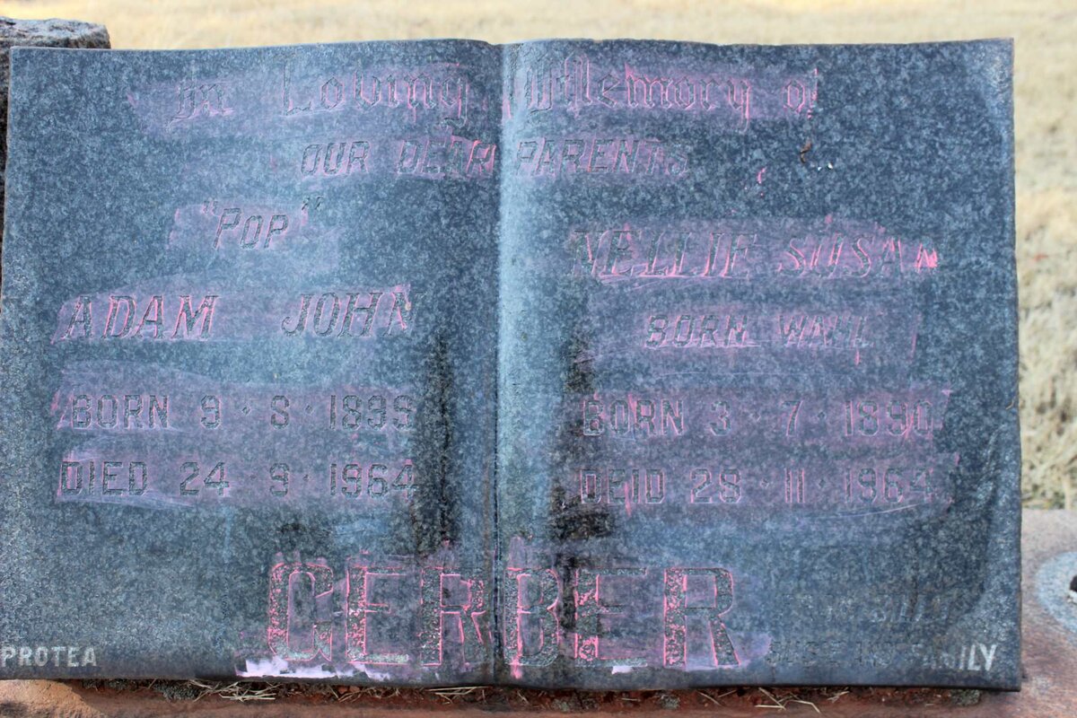 GERBER Adam John 1899-1964 &amp; Nellie Susan WAH 1890-1964