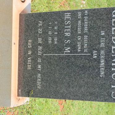 GELDENHUYS Hester S.M. 1914-1991