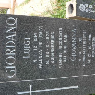 GIORDANO Luigi 1914-1973 &amp; Giovanna 1921-1996