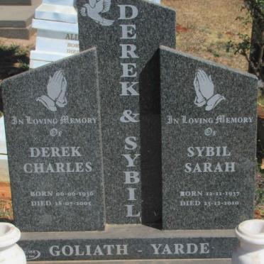 GOLIATH Derek Charles 1936-2005 &amp; Sybil Sarah YARDE 1937-2010