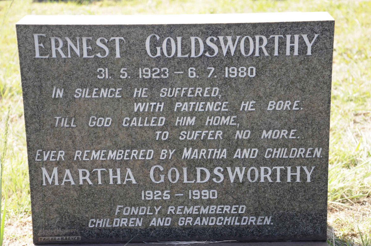 GOLDSWORTHY Ernest 1923-1980 &amp; Martha 1925-1990