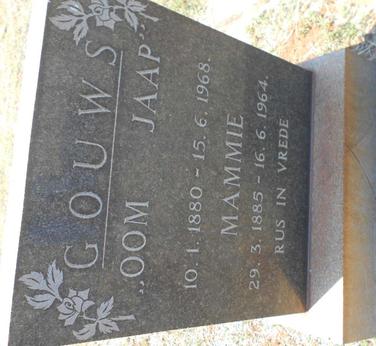 GOUWS Jaap 1880-1968 &amp; Mammie 1885-1964