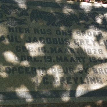 GREYLING Paul Jacobus 1876-1947
